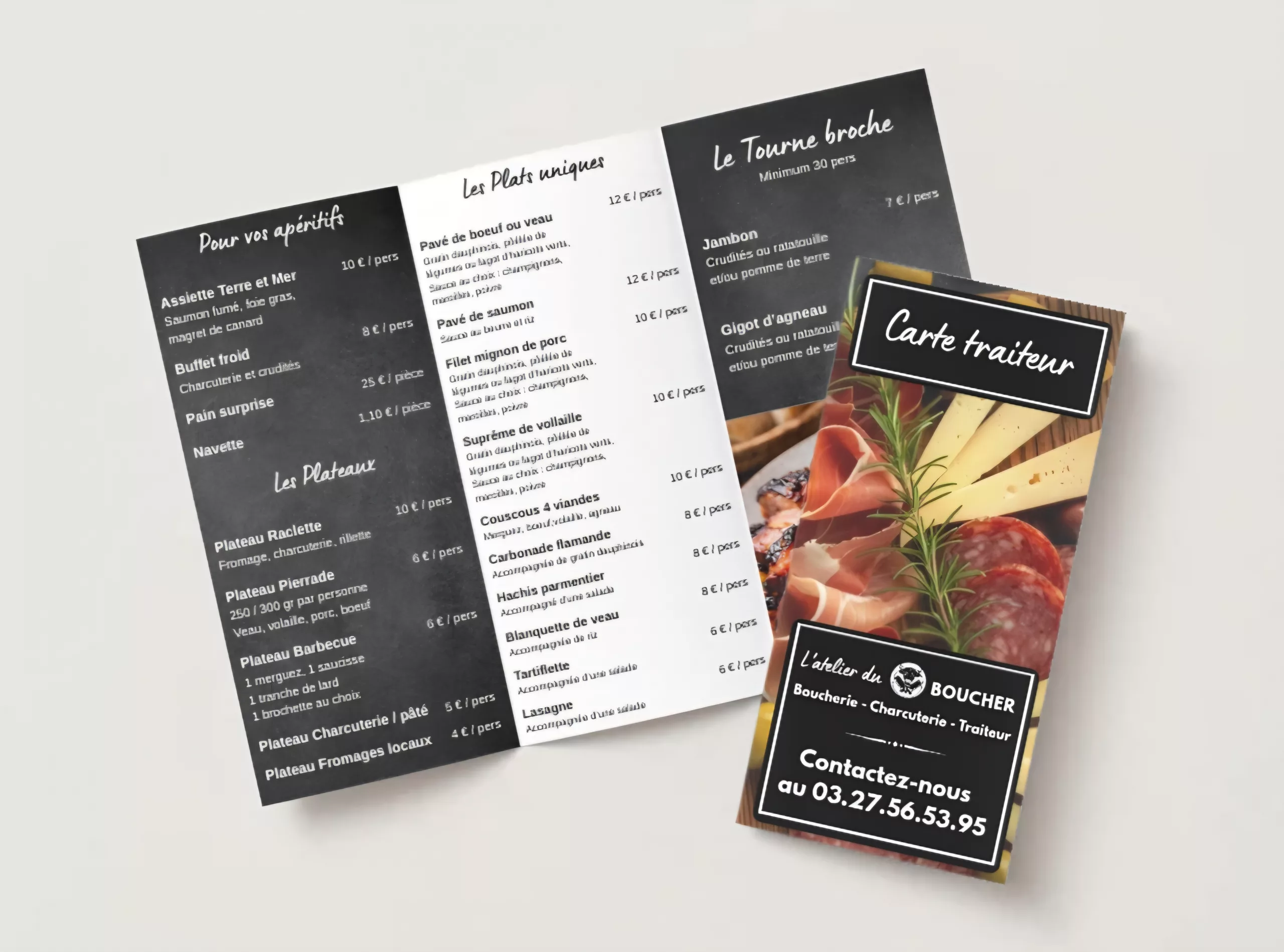 Carte traiteur artisanale : exemple réussi à Avesnelles